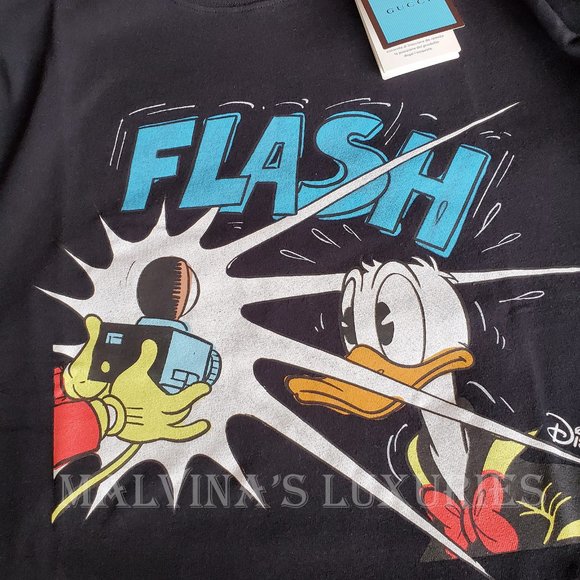 GUCCI T-SHIRT DISNEY DONALD DUCK BLACK HEAVY COTTON CREWNECK TOP S small - Picture 10 of 13